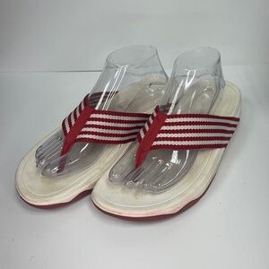 FitFlop Red/White Comfort Flip-Flops | Size 41 EUR/10 USA | Good Condition